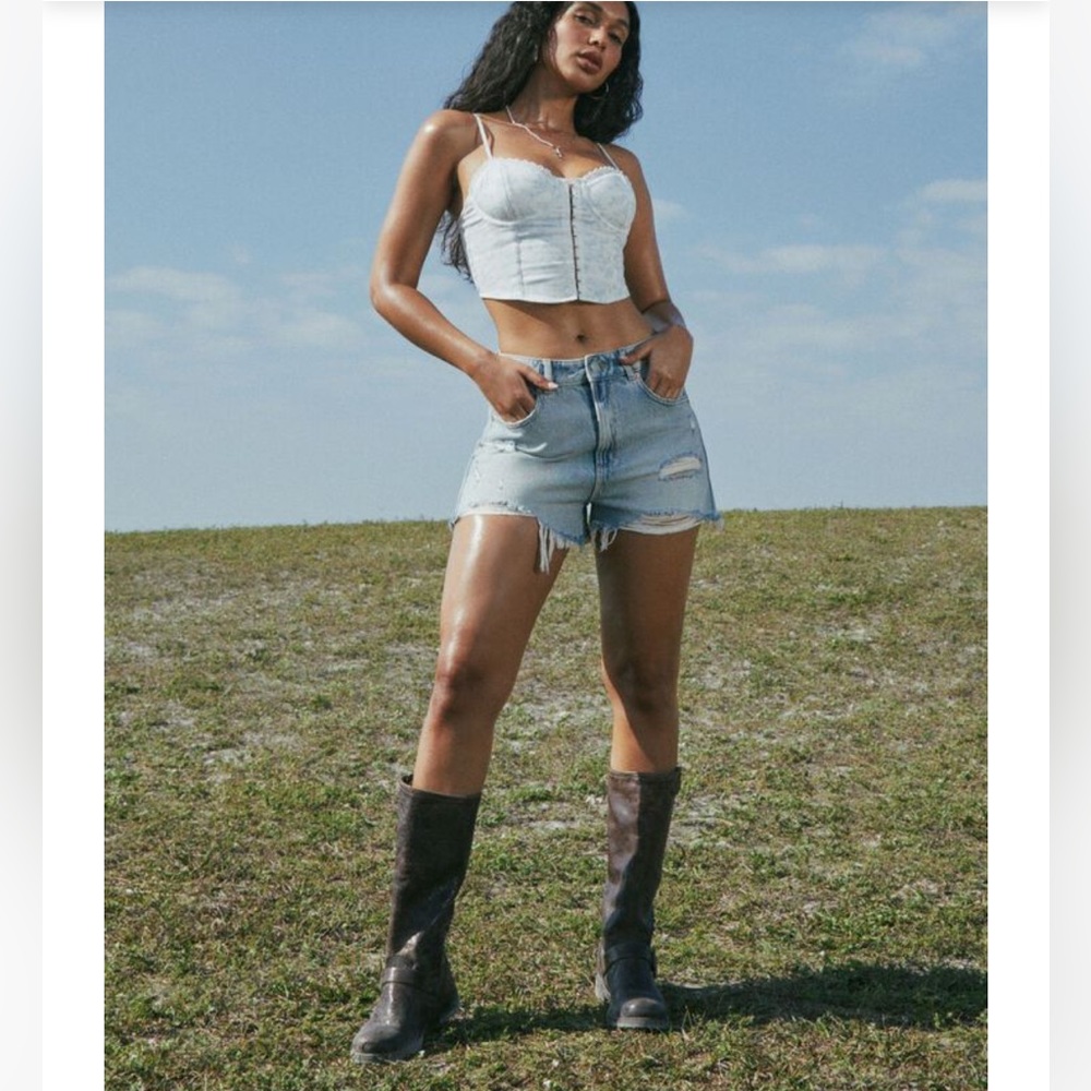 Distressed Denim Shorts